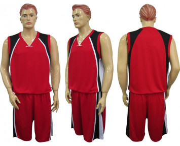 Форма баскетбольная мужская CO-1509 красно-черно-белая