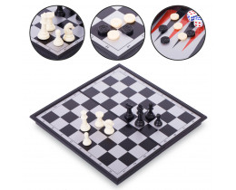 Гра 3в1 9518 шахи, шашки, нарди на магнітах дорожні пластик